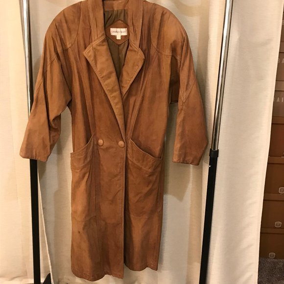 Vintage Leather Coat – Full Length Trench Coat - Picture 1 of 5